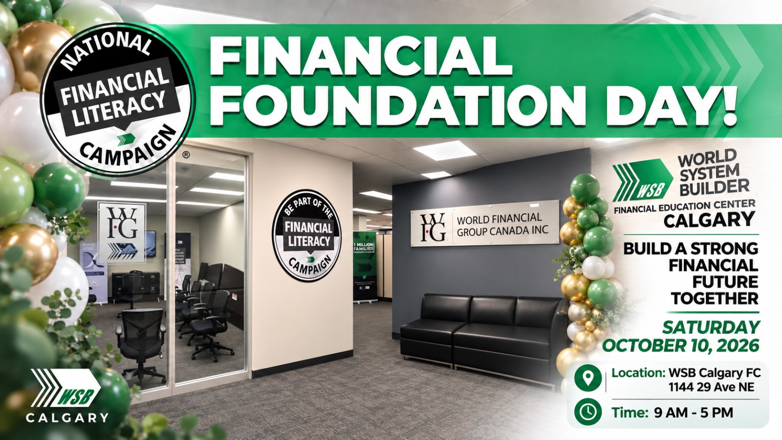 Financial Foundation Day — WSB Calgary FC, 1144 29 Ave NE, Saturday October 10, 2026, 9 AM–5 PM